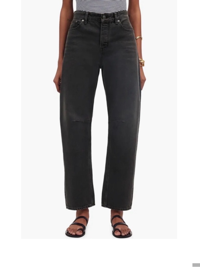 Madewell The Darted Barrel-Leg Jean In Lunar Denim Washed Black Size 27